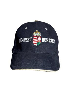 Hungary Hat Embroidered Blue Adjustable Cap Brass Buckle Strap Budapest